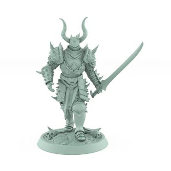 fantasy miniature of a walking armored human warrior with sword from unchained collection