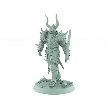 fantasy miniature of a walking armored human warrior with sword from unchained collection