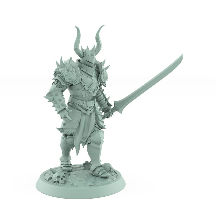 fantasy miniature of a walking armored human warrior with sword from unchained collection