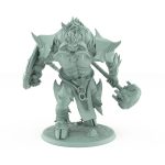 detailed fantasy minotaur miniature roaring in rage while holding a giant hammer in armored hand