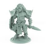highly detailed standing minotaur miniature holding a spear in relaxed pose from the Unchained Collection