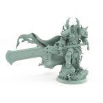 fantasy miniature of armored human warlord with greataxe and skull helm from unchained collection