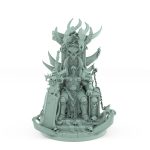 seated chaos warlord miniature on gothic skull throne with massive sword from unchained collection