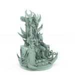 dark fantasy miniature of male warlord seated on a skull throne with greataxe from unchained collection