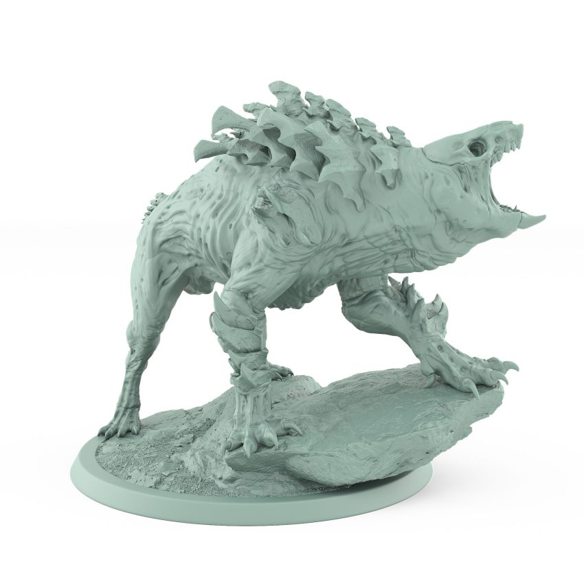ratfolk leader on roaring armored plague mount with raised banner