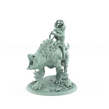 ratfolk barbarian horn riding beast miniature