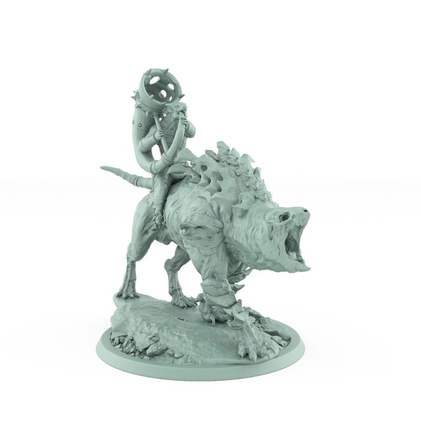 ratfolk barbarian horn riding beast miniature
