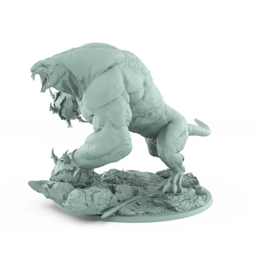 gargantuan unarmored rat beast miniature raw plague mutated form with muscle detail