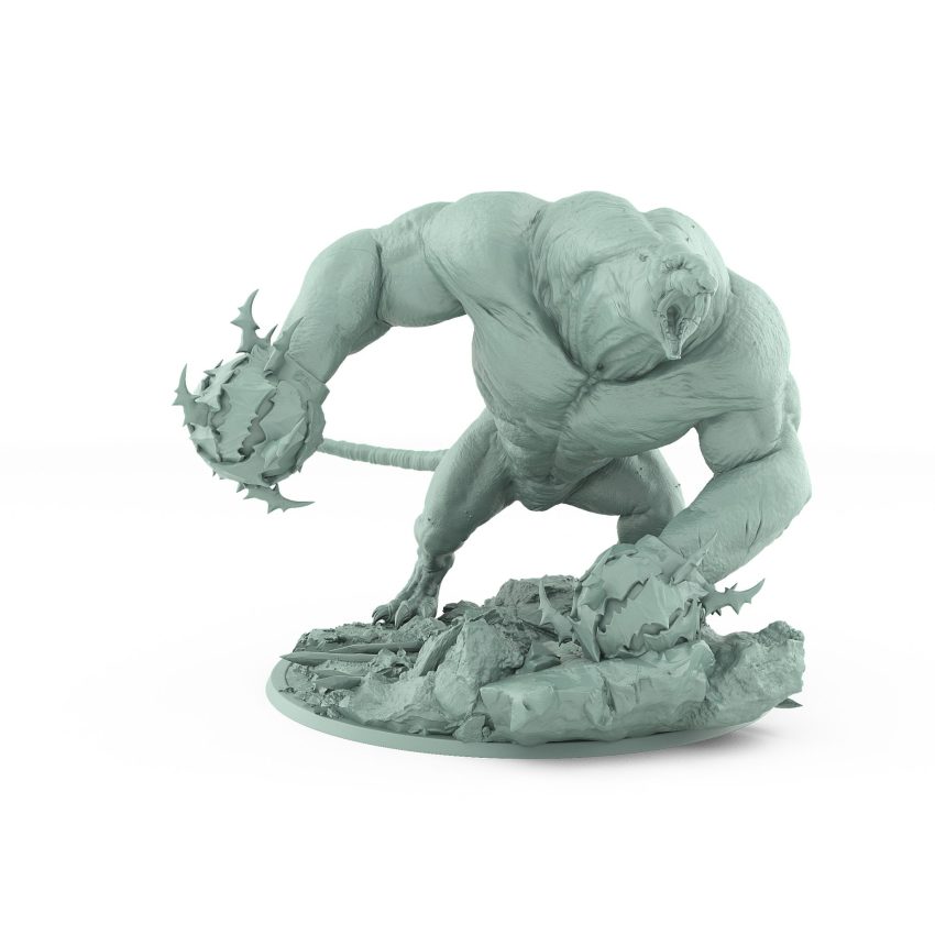 gargantuan unarmored rat beast miniature raw plague mutated form with muscle detail