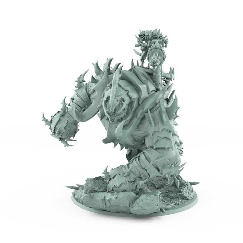 ratfolk barbarian horn riding beast miniature