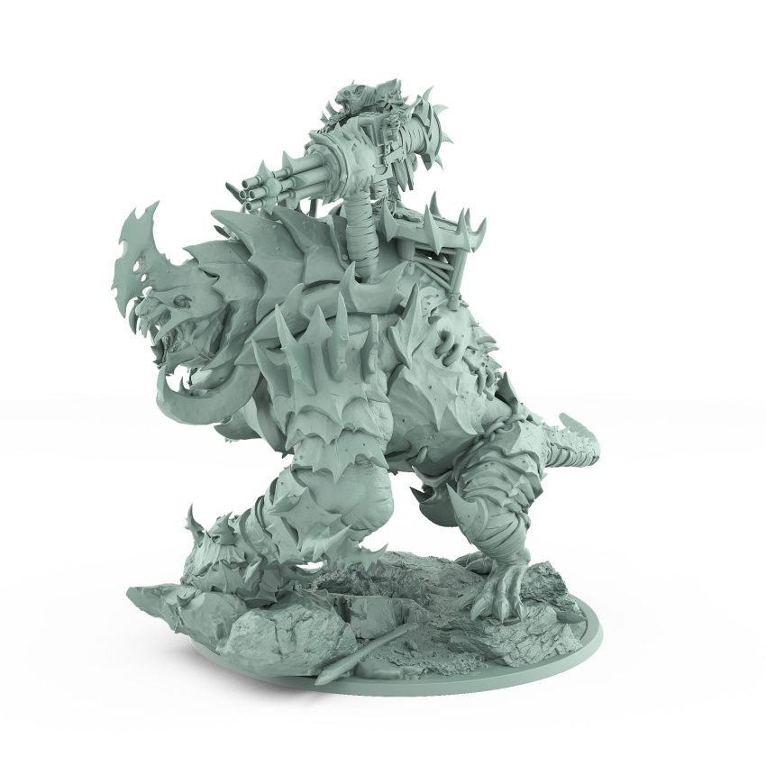 ratfolk barbarian horn riding beast miniature