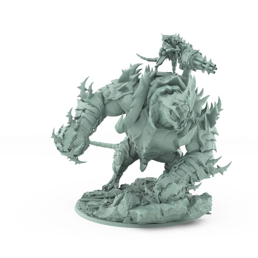 ratfolk barbarian horn riding beast miniature