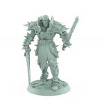 unchained commander attack dark armored fantasy knight with rune blades tabletop stl printable miniature