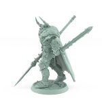 detailed fantasy miniature of armored commander with horned helm swords and fur cloak from the Unchained Collection