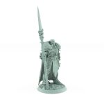 unchained commander mini with spear in spiked armor and fur cloak standing in commanding pose
