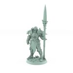 dark fantasy male commander with long spear and armored stance from unchained collection