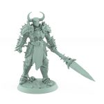 armored war commander with horned helmet and glaive from unchained collection