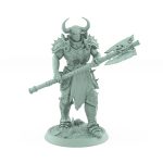 commanding human male warrior in horned helmet marching with spear from unchained collection