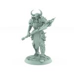 commanding human male warrior in horned helmet marching with spear from unchained collection