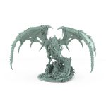 dark fantasy dragon miniature with wings chains and stone base from unchained collection