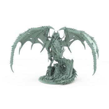 crowned dragon miniature with wings cursed armor and ruins from unchained collection