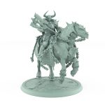 epic fantasy cavalry mount with horned rider charging on armored horse from unchained collection