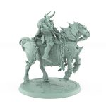 epic fantasy cavalry mount with horned rider charging on armored horse from unchained collection