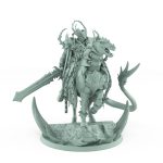 epic fantasy cavalry mount with horned rider charging on armored horse from unchained collection