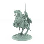 epic fantasy cavalry mount with horned rider charging on armored horse from unchained collection