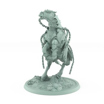 rearing armored warhorse miniature leaping into battle from the unchained collection