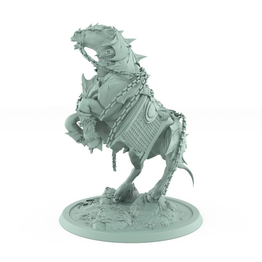 rearing armored warhorse miniature leaping into battle from the unchained collection