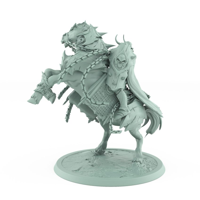 armored rearing warhorse with dark knight from unchained collection fantasy miniature