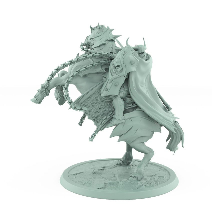 armored rearing warhorse with dark knight from unchained collection fantasy miniature
