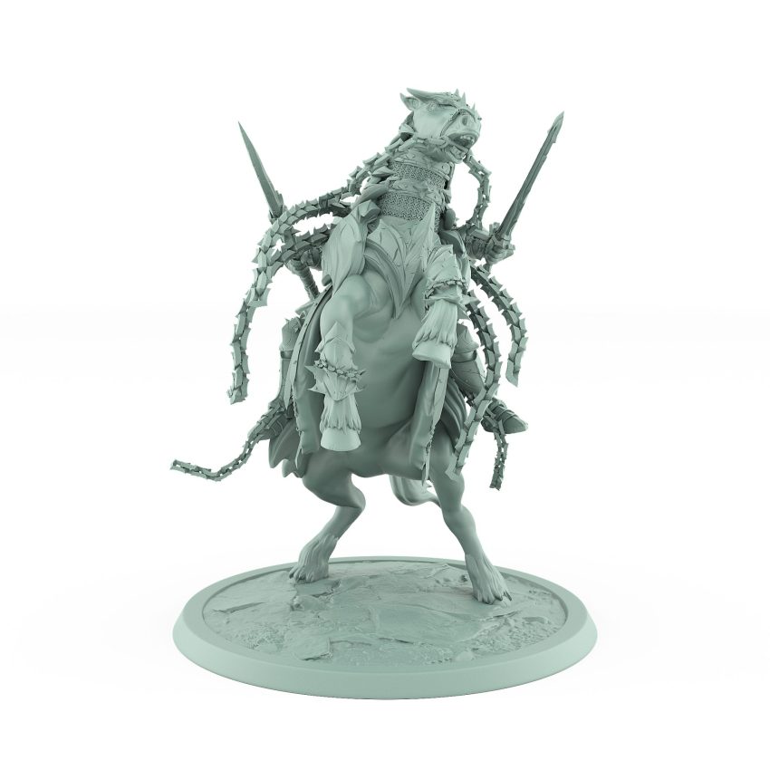 chainwrapped rearing fantasy warhorse unchained mount with gothic armor