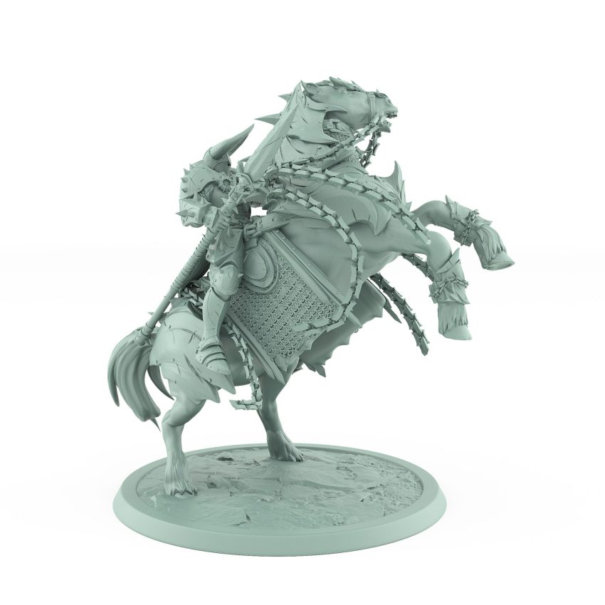 chainwrapped rearing fantasy warhorse unchained mount with gothic armor