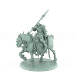 armored knight riding chained warhorse holding a spear in walking pose from unchained fantasy collection
