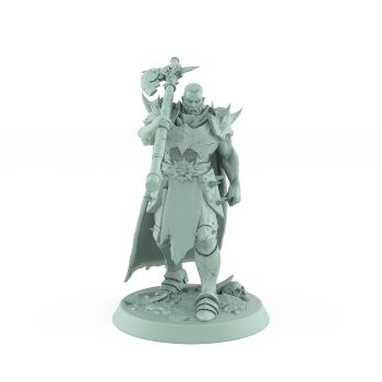 heavily armored raider warrior walking with large axe over shoulders dark fantasy miniature
