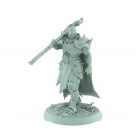 heavily armored raider warrior walking with large axe over shoulders dark fantasy miniature