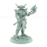 armored raider miniature holding massive double-bladed skull axe from unchained collection