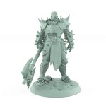 heavy armored warrior miniature with skull axe and spiked plate from the unchained collection