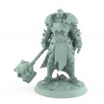 battle-hardened warrior miniature with war hammer in standing pose from unchained collection