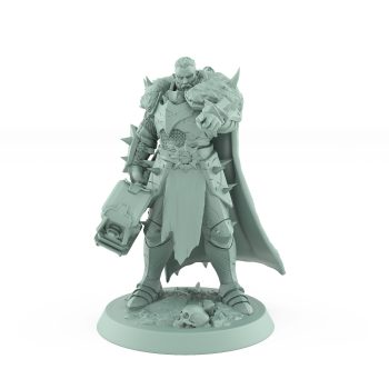 taunting raider miniature in spiked armor wielding a giant hammer from unchained collection