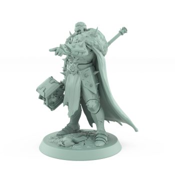 taunting raider miniature in spiked armor wielding a giant hammer from unchained collection