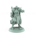 taunting raider miniature in spiked armor wielding a giant hammer from unchained collection