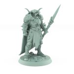 spear-wielding armored raider miniature from unchained collection in fur cloak