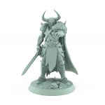 horned ranger mini in fur cloak pointing dramatically while holding massive warhammer