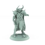 horned ranger mini in fur cloak pointing dramatically while holding massive warhammer