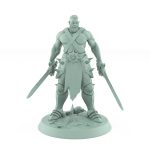 stoic male ranger miniature standing armed with sword and dagger