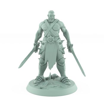 stoic male ranger miniature standing armed with sword and dagger