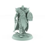 powerful male ranger miniature advancing with sword and shield ready